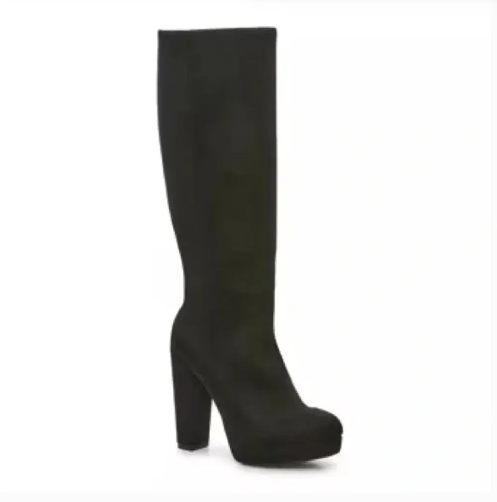 Jessica Simpson Lexie Platform Tall Boots 8 Black NWOT Knee High Vegan Suede